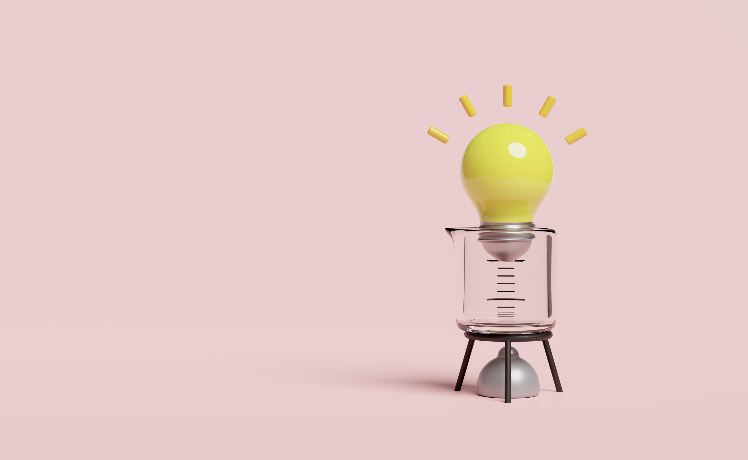3d science experiment kit with yellow light bulb, beaker